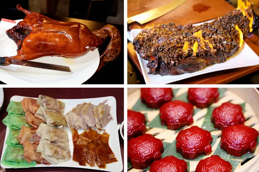 台北南港粵亮廣式料理，靚皮烤鴨戰斧牛桌邊秀，琉金龍湯海鮮鍋必吃。