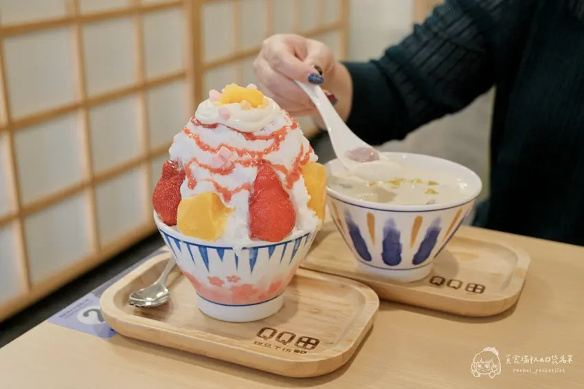 台中北區必吃QQ田甜品工坊!日式草莓芒果雪花冰,芋頭顆粒芋圓超Q彈。