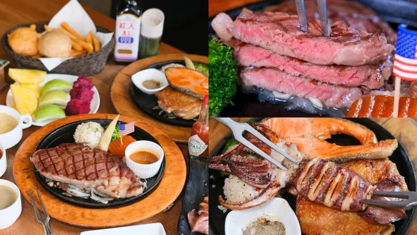 挑戰台中最強的排餐吃到飽！「史堤克先生大里店」新鮮水果、滿料濃湯、飲料、薯條、麵包任你吃。