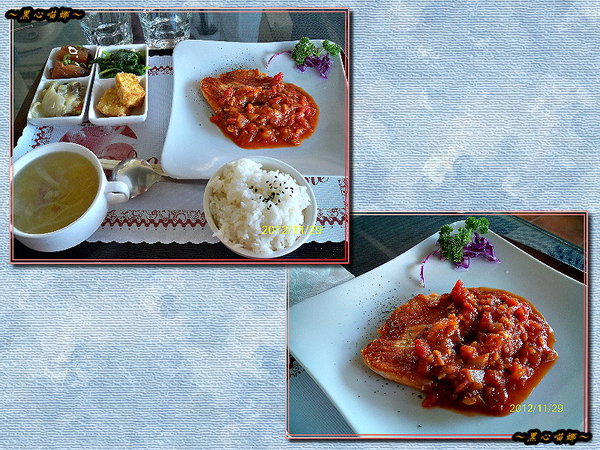 05香煎鮭魚佐鮮茄汁套餐$300