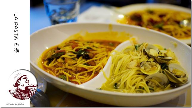 雙拼麵(香蒜白酒蛤蜊義大利麵+茄汁野菇義大利麵)-LAPASTA義大利麵屋