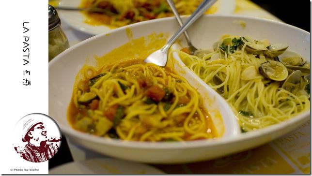 雙拼麵(香蒜白酒蛤蜊義大利麵+茄汁野菇義大利麵)-LAPASTA義大利麵屋