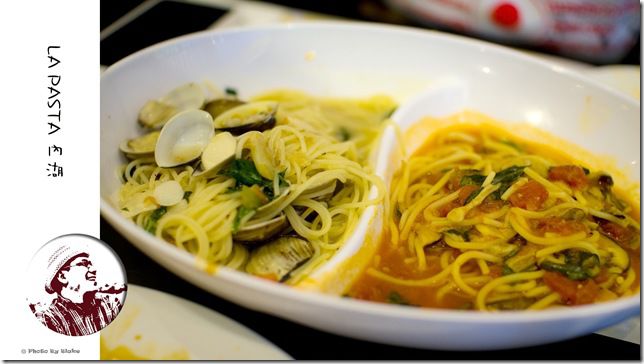 雙拼麵(香蒜白酒蛤蜊義大利麵+茄汁野菇義大利麵)-LAPASTA義大利麵屋