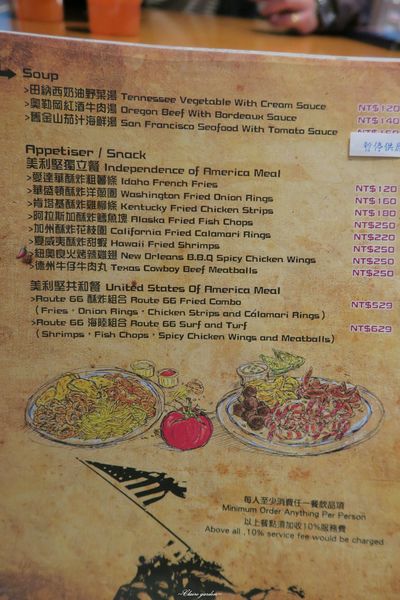 Route66 美式餐廳：台北 捷運忠孝敦化 Route66美式餐廳~皮脆噴汁的肯塔基炸雞