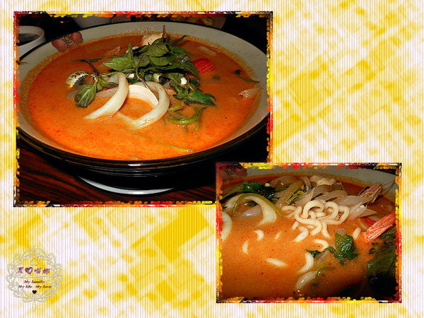 09泰式酸辣海鮮湯麵,椰汁加10元($90)