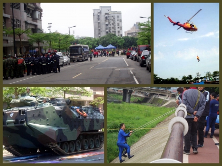 龜山第一河濱公園：99年度災害防救演習　河濱公園演練現拍