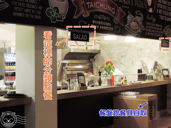 Vapiano Taichung1：【星羽愛美食-台中】環境排場還不錯，自助點菜端菜有點累，寬版麵感情太好通通黏做夥~Vapiano。