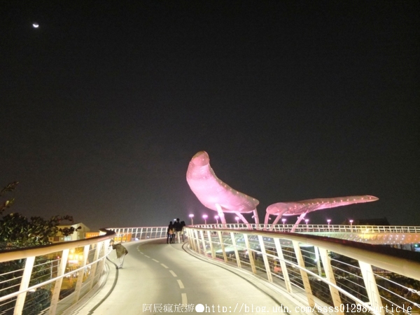 萬年溪景觀橋：【旅行遊記。屏東市】萬年溪景觀橋。璀璨夜遊屏東新地標