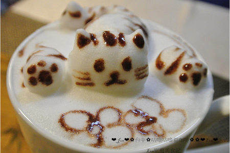 咕嚕咕嚕貓咖啡:【食記】oO。o○。台中 咕嚕咕嚕貓咖啡 po個3D立體擊掌貓拉花,療癒一下大家的心情~快來喝嘎逼,還可以領愛評KOKO哦~oO。o○。