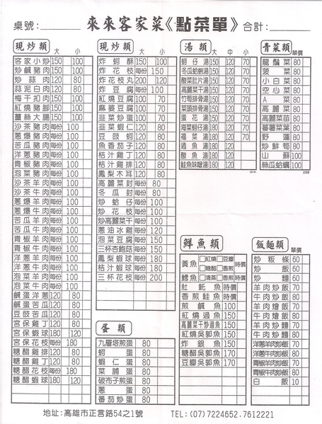 來來客家菜(正言店):來來客家菜-苓雅區正言路54之1號