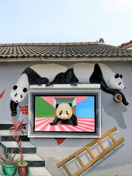 搶先曝光全台唯一3D貓熊彩繪村：【雲林斗南景點】石龜溪貓熊彩繪村~唯一以貓熊為主題的彩繪