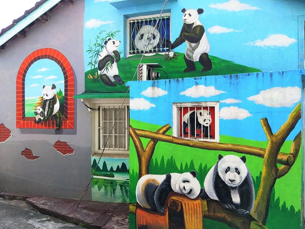 搶先曝光全台唯一3D貓熊彩繪村：【雲林斗南景點】石龜溪貓熊彩繪村~唯一以貓熊為主題的彩繪