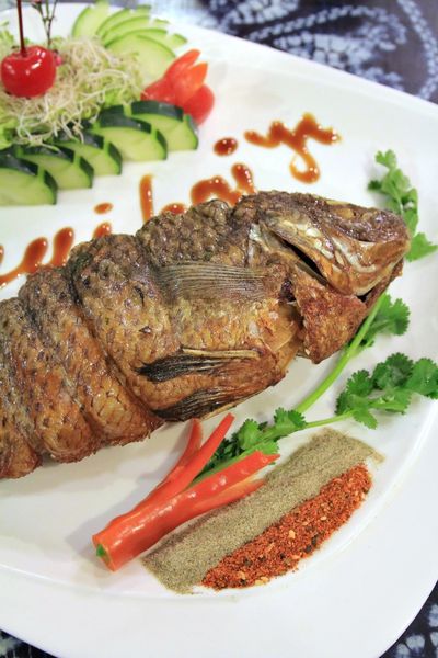 清境水擺夷民宿餐廳,奇珍包料魚,清境高麗菜,酸木瓜湯,雲南椒麻雞