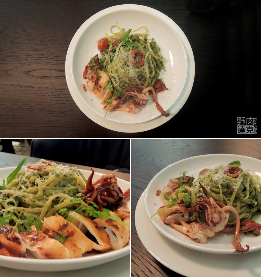 新鮮青醬義大利麵佐炭烤透抽 甲級寫字樓 台北南港Citylink 南港車站 輕食咖啡早午餐