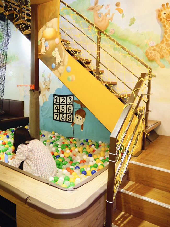 │台北。天母│Hello!Jazz!親子餐廳。玻璃屋沙池、球池…孩子最愛的動物童畫森林