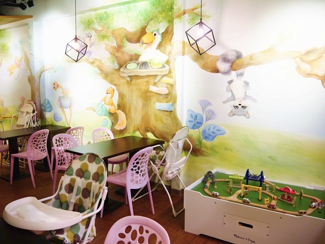 │台北。天母│Hello!Jazz!親子餐廳。玻璃屋沙池、球池…孩子最愛的動物童畫森林