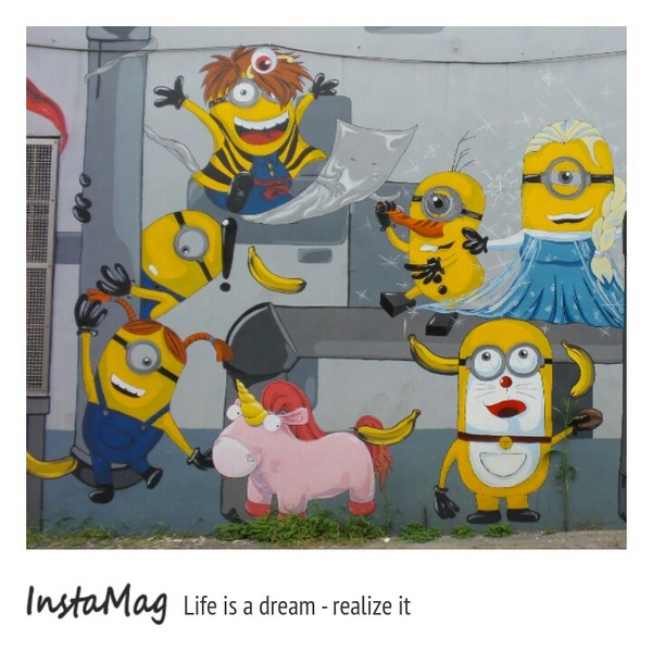 小小兵彩繪牆：【桃園景點】黃色香蕉兵團-桃園小小兵彩繪牆