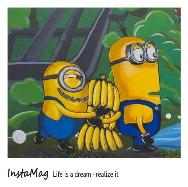 小小兵彩繪牆：【桃園景點】黃色香蕉兵團-桃園小小兵彩繪牆