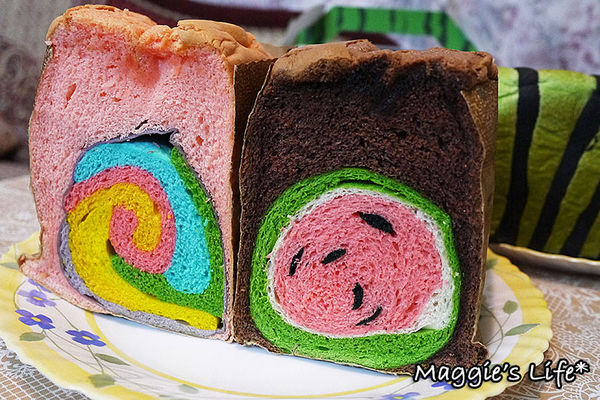 幾米烘焙手創坊:宜蘭礁溪美食【幾米烘焙手創坊】哇!西瓜家族大集合◆創意新產品~童趣巧克力蛋糕西瓜吐司、草莓蛋糕彩虹吐司、西瓜禮盒