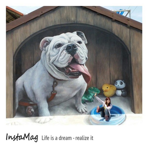 彰化3D鬥牛犬彩繪牆：【彰化景點】迷你小學長安國小~超大的彩繪鬥牛犬