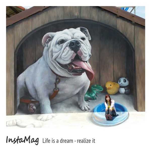 彰化3D鬥牛犬彩繪牆：【彰化景點】迷你小學長安國小~超大的彩繪鬥牛犬