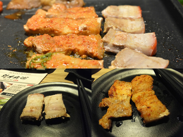 韓斤麻浦 炙鐵五花燒肉：W小姐旅行畫報/ 台北｜食記 韓斤麻浦韓斤麻浦 炙鐵五花燒肉 微風信義 韓式燒烤豬五花Ｘ手工鑄鐵烤盤 焰彩七味燒