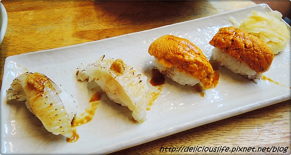 比目魚邊鰭&海膽握壽司