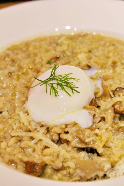 謝宜榮, Pino義大利燉飯專賣店,拿坡里比薩專門店,綜合野蕈溫泉蛋燉飯、白酒燉飯佐紅酒燉牛肉、芝麻葉煙燻鴨肉沙拉