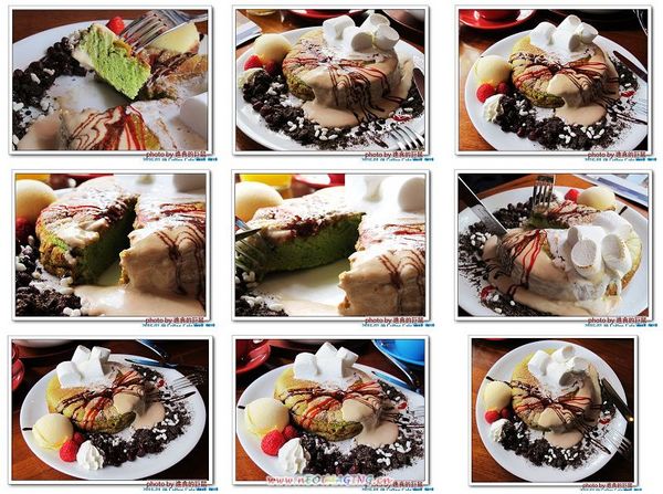 Coffee Cafe' 咖啡珈琲：(台南。中西區美食) Coffee Cafe' 咖啡珈琲 /  咖啡。甜點。正餐。陪你度過一個慵懶靜謐的個人時光!  / 抹茶厚鬆餅，舒芙蕾的綿密濕軟口感，絕不能錯過喔!