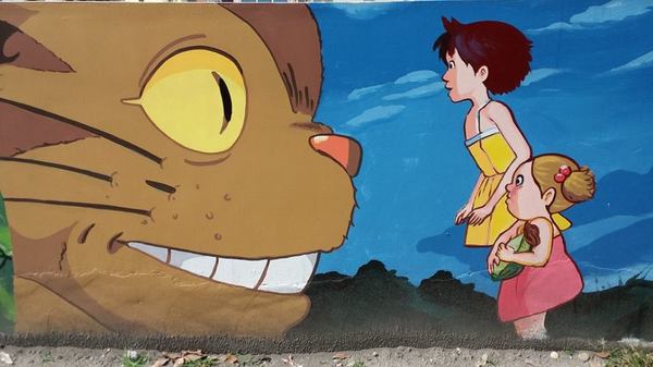 豆豆龍彩繪：【屏東景點】屏東萬巒國中龍貓彩繪