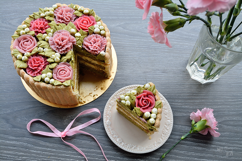 凡內莎烘焙工作室:栗子桂花慕斯抹茶蛋糕,像花朵一樣的母親節蛋糕生日蛋糕