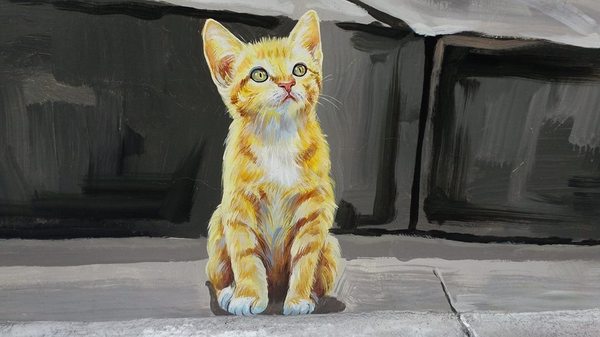 民雄鄉公所貓彩繪牆：哇!眾貓盤據誤以為來到貓村囉~民雄鄉公所貓彩繪牆