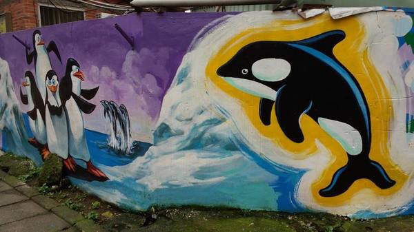 內壢國小3D彩繪牆：【桃園景點】福德里彩繪牆~內壢國小恐龍出沒