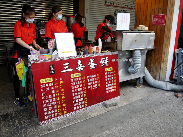 三喜蛋餅((原阿Q蛋餅)):隱身一中商圈古早味早餐,一天的活力就由這份量十足的蛋餅展開吧。