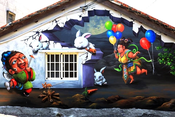 雲林四湖箔子寮神仙3D彩繪：【雲林景點】雲林彩繪新亮點~四湖箔子寮神仙3D彩繪