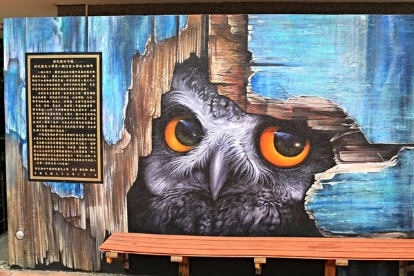 新民國小:【彰化景點】新民國小校園3D彩繪新亮點~貓頭鷹,米格魯,變色龍進入校園囉