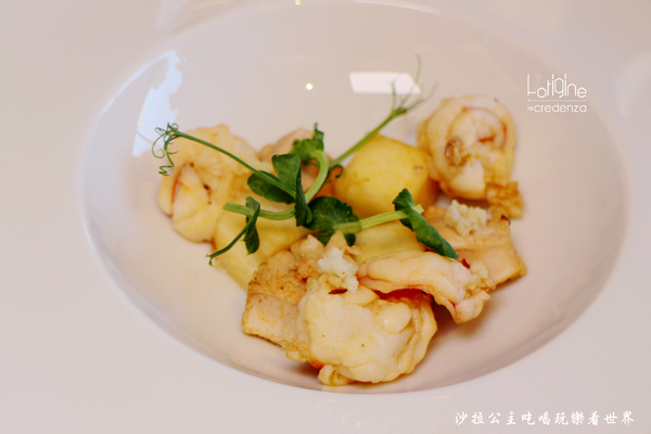 L’origine by La Credenza:南港米其林料理『L’origine by La Credenza』兔肉沙拉/哇沙米燉飯