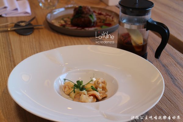 L’origine by La Credenza:南港米其林料理『L’origine by La Credenza』兔肉沙拉/哇沙米燉飯