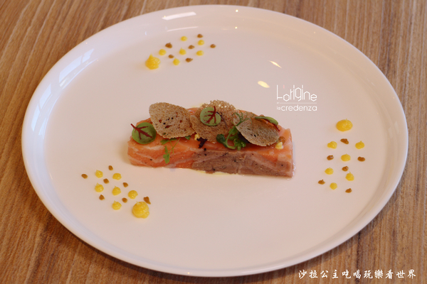 L’origine by La Credenza:南港米其林料理『L’origine by La Credenza』兔肉沙拉/哇沙米燉飯