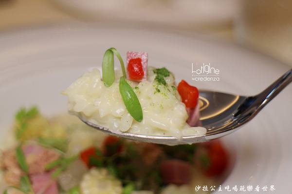 L’origine by La Credenza:南港米其林料理『L’origine by La Credenza』兔肉沙拉/哇沙米燉飯