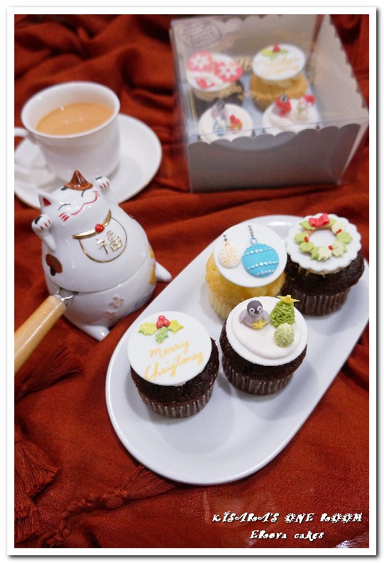 ERova cakes：聖誕節甜點禮盒．作工精細又美味的翻糖手工杯子蛋糕──ERova cakes