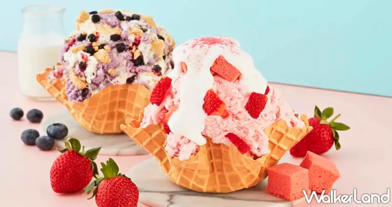 草莓奶蓋冰淇淋太狂！COLD STONE全新推出「白雪美莓」厚奶蓋冰淇淋，再加碼期間限定「買一送一」挑戰最豪華草莓冰淇淋。