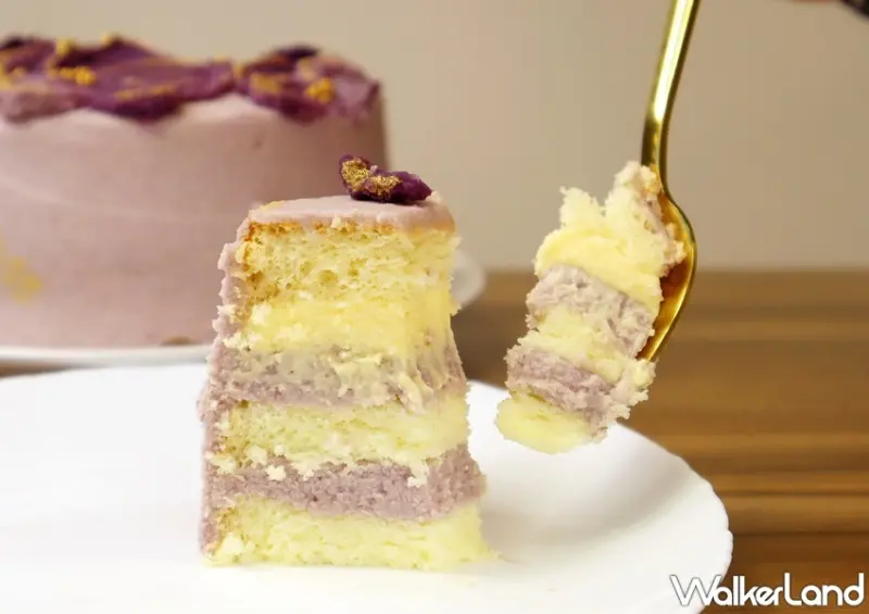 點點甜甜X鮮乳坊 芋頭金沙戚風蛋糕 / WalkerLand窩客島提供 未經許可，不得轉載