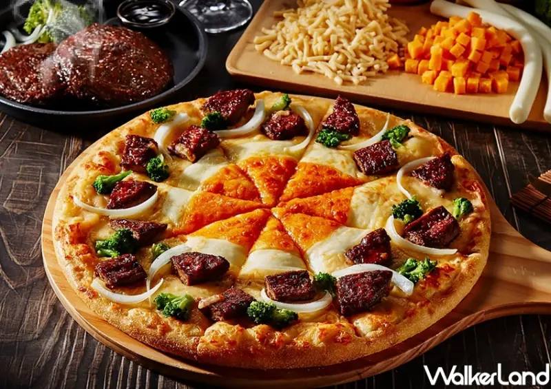 達美樂 黃金和牛漢堡排披薩 / WalkerLand窩客島整理提供 未經許可，不得轉載