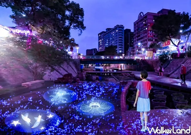 新莊中港大排「鯨彩中港光雕展」 / WalkerLand窩客島整理提供 未經許可不可轉載