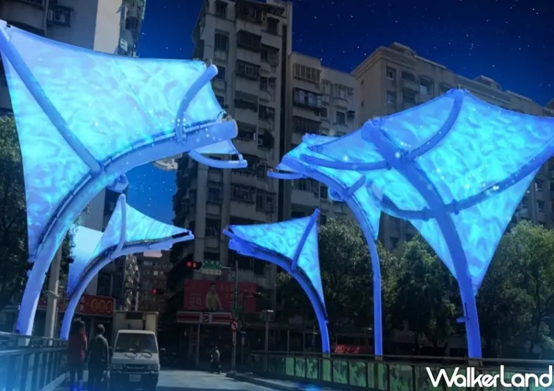 新莊中港大排「鯨彩中港光雕展」 / WalkerLand窩客島整理提供 未經許可不可轉載