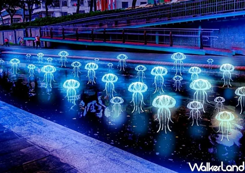 新莊中港大排「鯨彩中港光雕展」 / WalkerLand窩客島整理提供 未經許可不可轉載