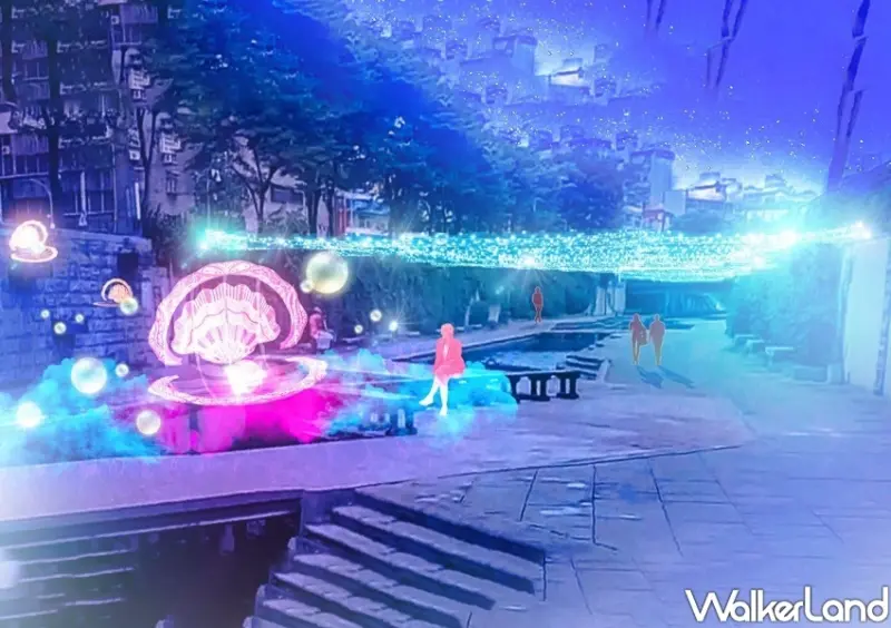 新莊中港大排「鯨彩中港光雕展」 / WalkerLand窩客島整理提供 未經許可不可轉載