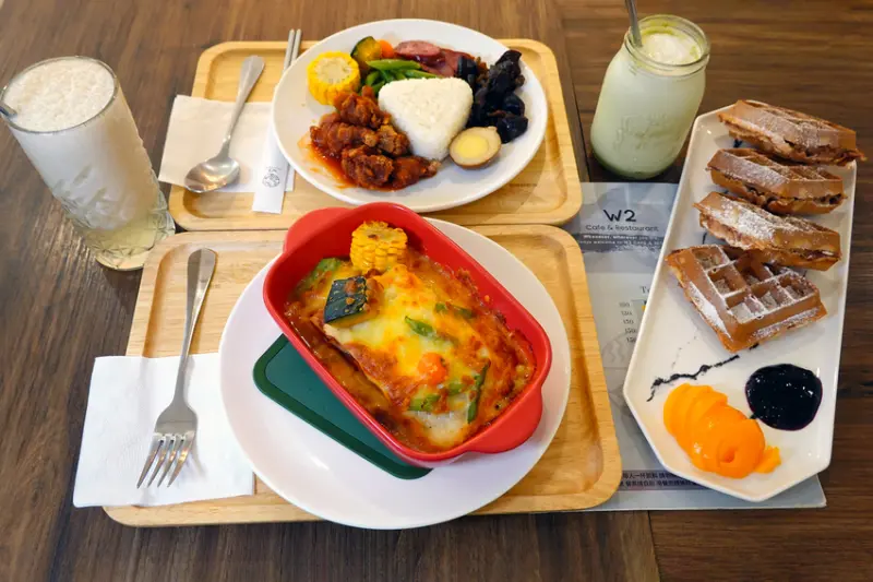 江子翠下午茶、午晚餐聚餐餐廳推薦-W2 Cafe & Restaurant，食物好吃氣氛好的江子翠親子餐廳，江子翠站網美咖啡廳