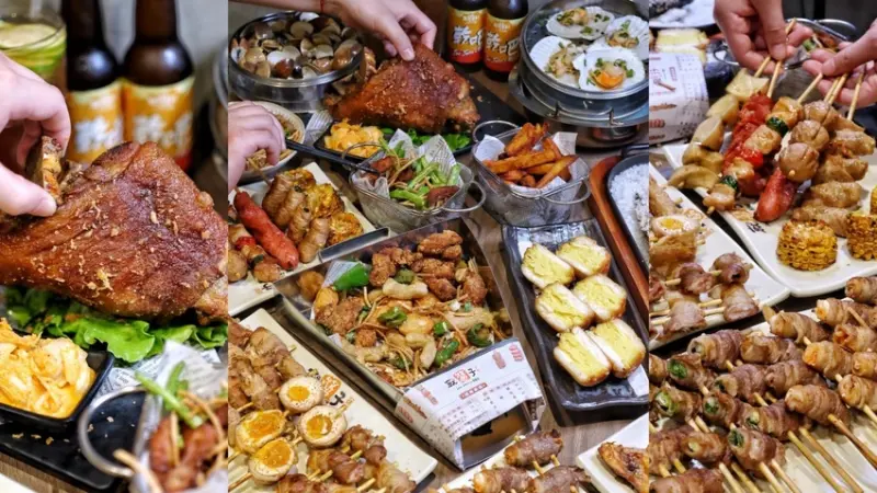 【台中食記】熱門燒烤店新品台式鹽酥雞、下酒台菜『就醬子烤吧 大雅店』還有海鮮塔、豐富烤串，聚餐小酌好去處！